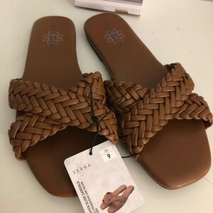 Serra Brown Braided Slide Sandals